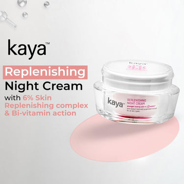 Kaya Clinic Replenishing Night Cream, 50g Anti-Ageing Night Cream, Reduce Signs of Ageing, Fine Lines & Wrinkles with Niacinamide for Bright & Glowing Skin for All Skin Types